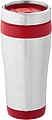Nerezový hrnek s plastovým vnitřkem, objem 470 ml, stříbrná/červená