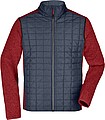 Pánská pletená bunda JAMES & NICHOLSON, červená/antracitová, 2XL