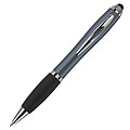 Plastová propiska, černá n., konec jako stylus, šedá