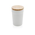 Plastový hrnek s bambusovým víčkem, 300ml, bílý