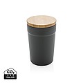 Plastový hrnek s bambusovým víčkem, 300ml, šedý