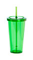 Plastový kelímek na pití s víčkem a brčkem, 750ml, transparentní zelený