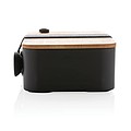 Plastový lunchbox s bambusovým víčkem a vidličkou, černá