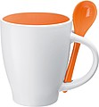 Porcelánový hrnek 250 ml se lžičkou, oranžová