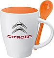 Porcelánový hrnek 250 ml se lžičkou, oranžová