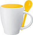 Porcelánový hrnek 250 ml se lžičkou, žlutá