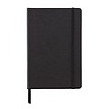 Poznámkový blok A5 v PU deskách s gumičkou, černá