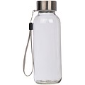 Průhledná skleněná láhev, objem 300ml, s neoprénovým obalem