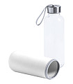Skleněná láhev na pití, 420ml, bílý neoprenový rukáv