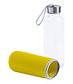 Skleněná láhev na pití, 420ml, žlutý neoprenový rukáv
