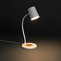 Stolní lampa Zenara s 15W bezdr. nabíjením z RCS plastu, bílá