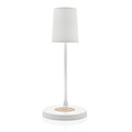 Stolní lampa Zenara s 15W bezdr. nabíjením z RCS plastu, bílá