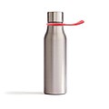 Termo láhev na pití, 450ml, stříbrná s červeným poutkem