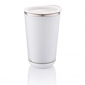 Termohrnek s objemem 350 ml, posuvným víkem, bílý, šedé doplňky