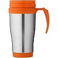 Termohrnek s ouškem a objemem 0,35 l, stříbrná, oranžová