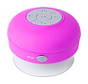 Voděodolný Bluetooth reproduktor s pogumovaným povrchem a velkou přísavkou, růžová