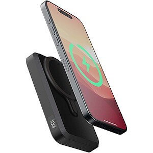 10 000mAh magnetická bezdrátová powerbanka, černá - reklamní předměty