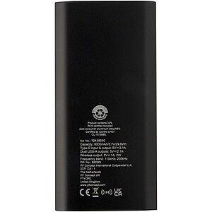 4000mAh bezdrátová powerbanka typu C z recyklovaného hliníku, černá