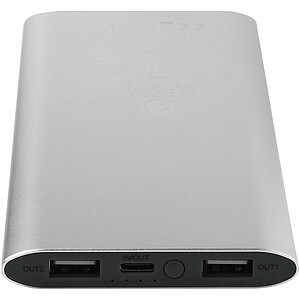 4000mAh bezdrátová powerbanka typu C z recyklovaného hliníku, stříbrná