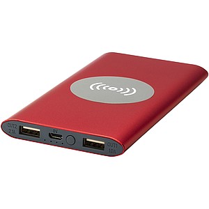 8000mAh bezdrátová powerbanka, červená - reklamní předměty
