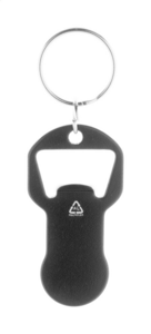 ABRELAR Přívěšek na klíče s otvírákem lahví, černá - ekologické reklamní předměty