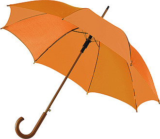 ACHILLE Automatický deštník s dřevěnou rukojetí, středně zelený