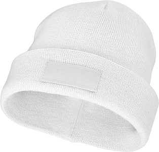 Akrylová čepice Boreas protáhlého tvaru (beanie), bílá - reklamní čepice