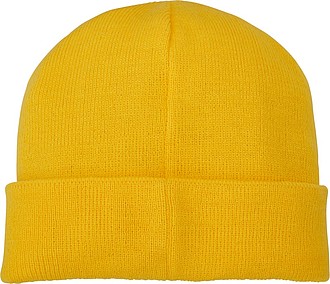 Akrylová čepice Boreas protáhlého tvaru (beanie), žlutá