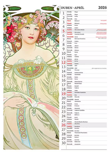 Alfons Mucha nástěnný kalendář 2026
