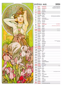 Alfons Mucha nástěnný kalendář 2026