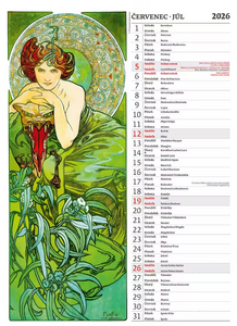 Alfons Mucha nástěnný kalendář 2026
