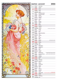 Alfons Mucha nástěnný kalendář 2026
