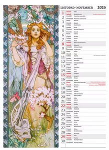 Alfons Mucha nástěnný kalendář 2026