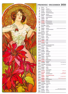 Alfons Mucha nástěnný kalendář 2026