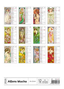 Alfons Mucha nástěnný kalendář 2026