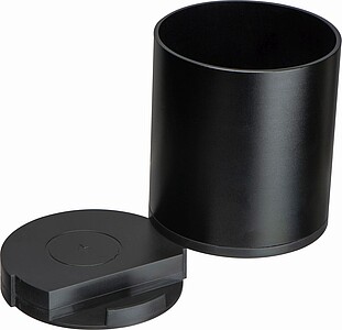 ALPOR Stojan na pera z recyklovaného hliníku s funkcí bezdrátového nabíjení a rozbočovačem USB, černá