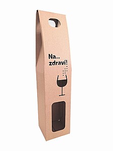 ASENA Krabice na víno s okénkem a motivem - na zdraví - dárkové krabičky s potiskem