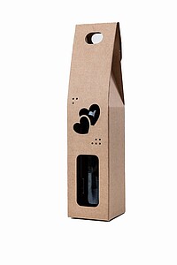 ASENA Krabice na víno s okénkem a motivem - srdce - dárkové krabičky s potiskem