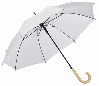 Automatický deštník, pr. 103cm, z recyklovaného plastu, bílá - ekologické reklamní předměty