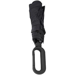 Automatický skládací deštník, pr. 98cm, s karabinou v rukojeti, černý