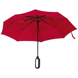 Automatický skládací deštník, pr. 98cm, s karabinou v rukojeti, červený
