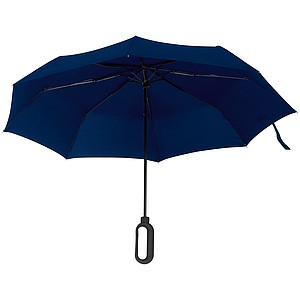 Automatický skládací deštník, pr. 98cm, s karabinou v rukojeti, tmavě modrý