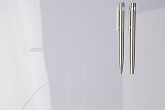 AZKANA Sada psacích potřeb z recyklované nerezové oceli, modrá náplň, stříbrná