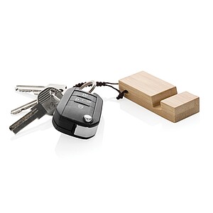 Bambusová klíčenka se stojánkem na telefon, hnědá - klíčenky s potiskem