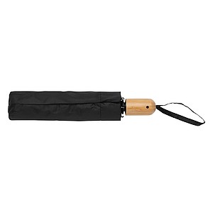 Bambusový automatický deštník Impact AWARE™ RPET 190T, průměr 94 cm, černá