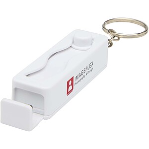 Bambusový stojan na telefon s antistresovou hračkou z recyklovaného plastu, bílá