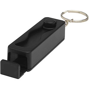 Bambusový stojan na telefon s antistresovou hračkou z recyklovaného plastu, černá