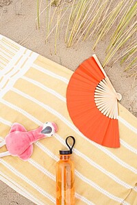 Bambusový vějíř s papírovou tkaninou, oranžový