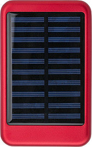BARINDA Hliníková solární powerbanka s kapacitou 4000 mAh, červená
