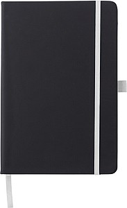 BARTAMUR Zápisník A5 s tvrdými černými deskami a barevnou gumičkou, bílý - reklamní zápisník